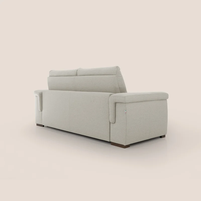 Magnolia canapé convertible avec matelas H 18cm et dossier haut et moelleux en tissu détachable T05 crème