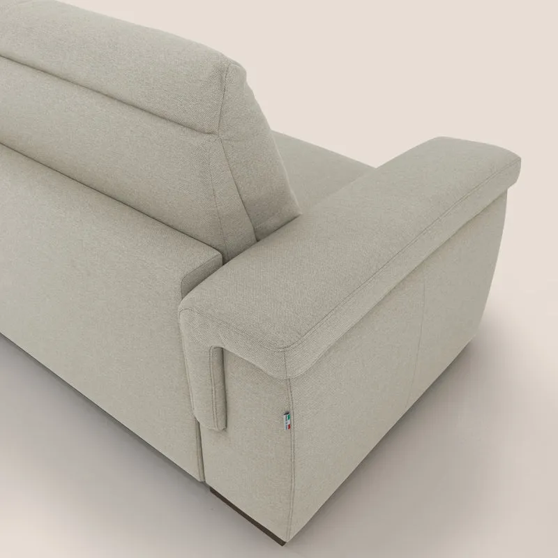 Magnolia canapé convertible avec matelas H 18cm et dossier haut et moelleux en tissu détachable T05 crème