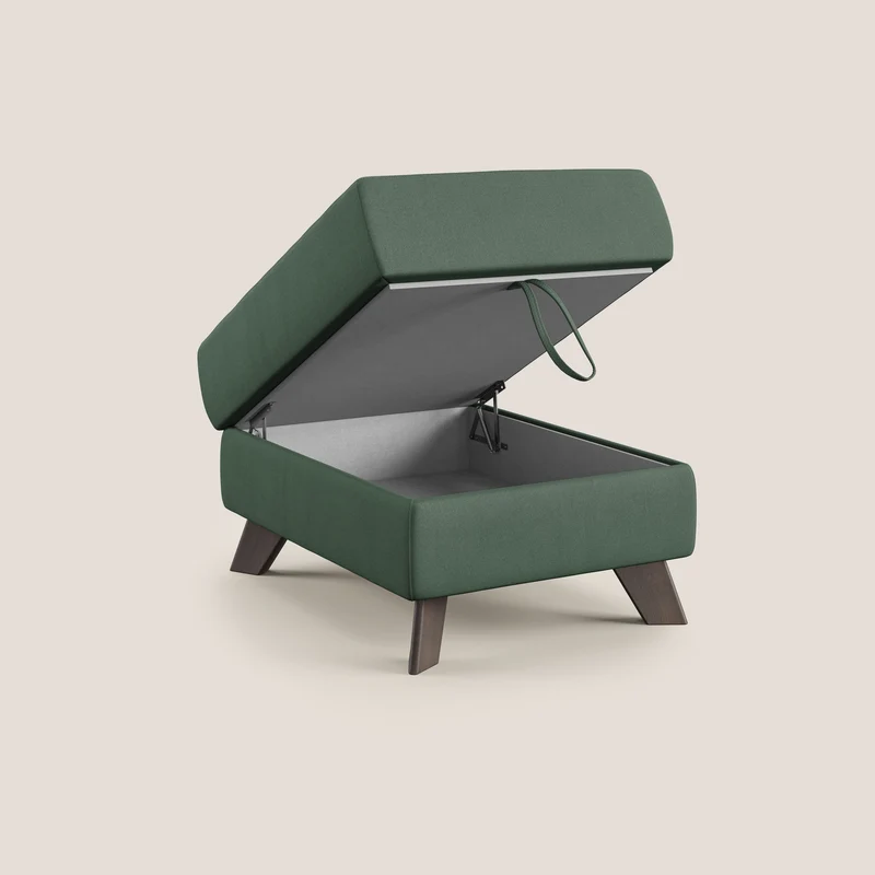 Moon Pouf coffre aux pieds hauts en microfibre imperméable T11 vert