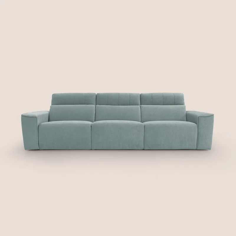 Clark Canapé modulable avec 3 assises et avec option relax électrique en tissu imperméable et détachable T17 vert d'eau