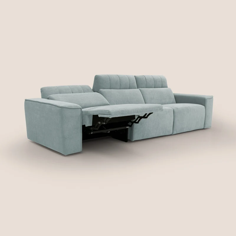 Clark Canapé modulable avec 3 assises et avec option relax électrique en tissu imperméable et détachable T17 vert d'eau