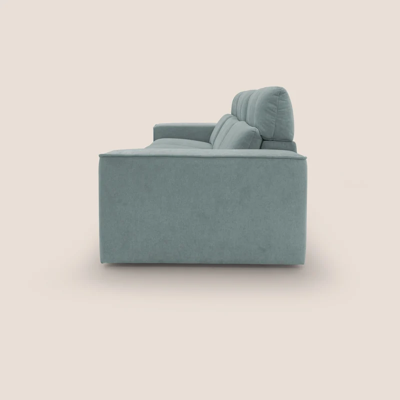 Clark Canapé modulable avec 3 assises et avec option relax électrique en tissu imperméable et détachable T17 vert d'eau
