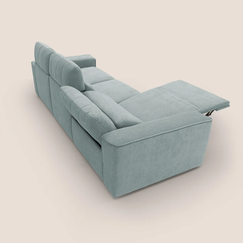 Clark Canapé modulable avec 3 assises et avec option relax électrique en tissu imperméable et détachable T17 vert d'eau