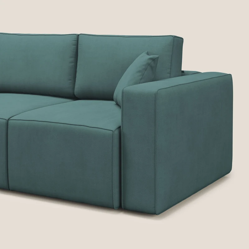 Morfeo Canapé avec 3 assises extractibles en tissu doux imperméable T02 bleu canard