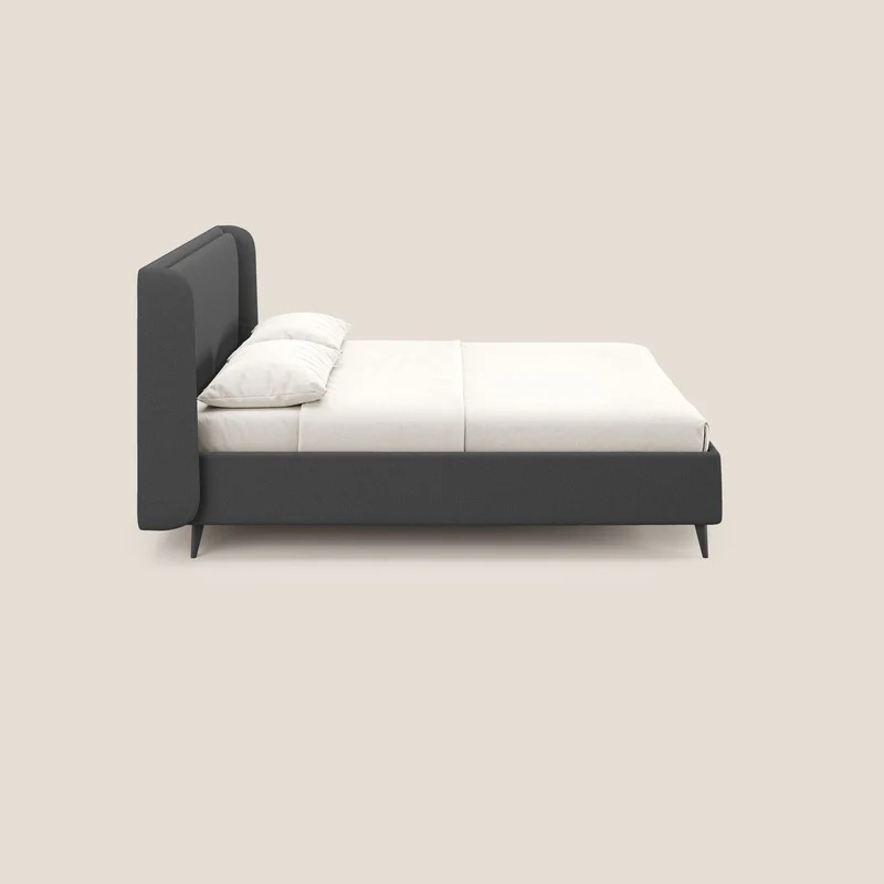Nadine lit coffre de design et confort italien en tissu imperméable T19 anthracite