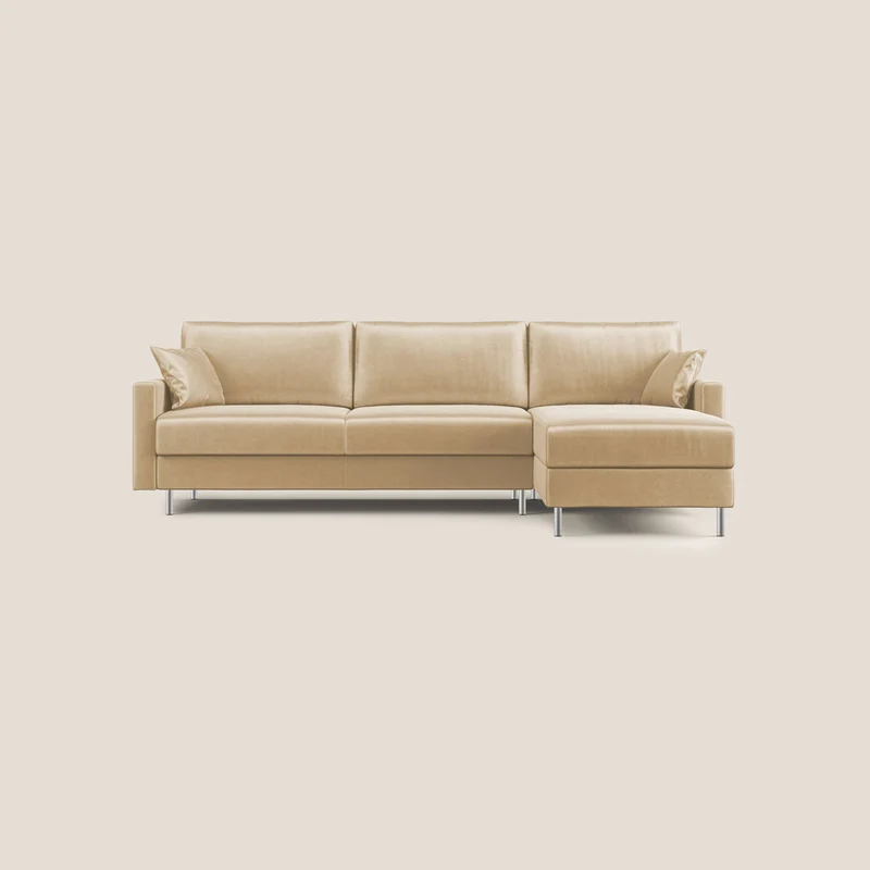 Andromeda canapé-lit d’angle en velours doux imperméable T01 beige