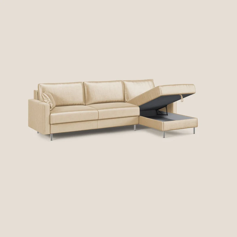 Andromeda canapé-lit d’angle en velours doux imperméable T01 beige