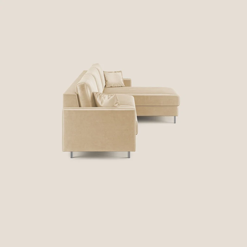 Andromeda canapé-lit d’angle en velours doux imperméable T01 beige