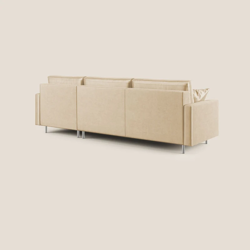 Andromeda canapé-lit d’angle en velours doux imperméable T01 beige