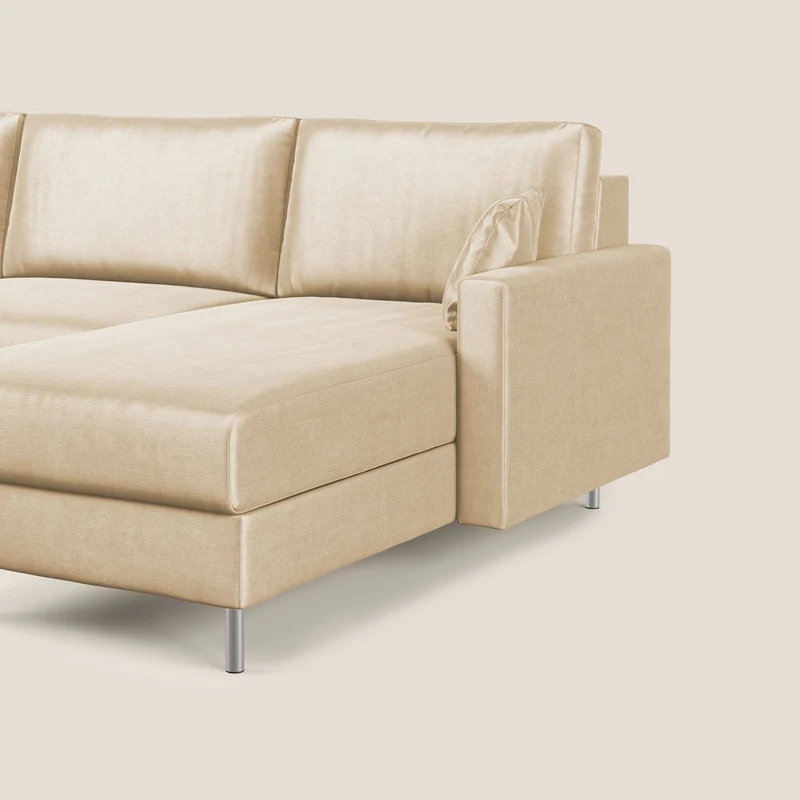 Andromeda canapé-lit d’angle en velours doux imperméable T01 beige