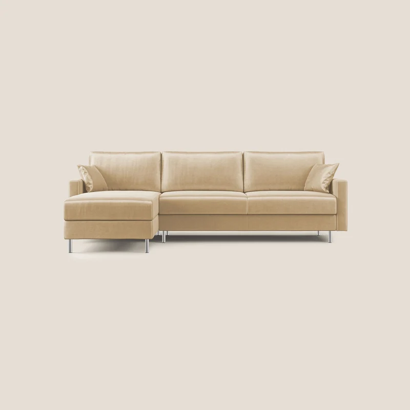 Andromeda canapé-lit d’angle en velours doux imperméable T01 beige
