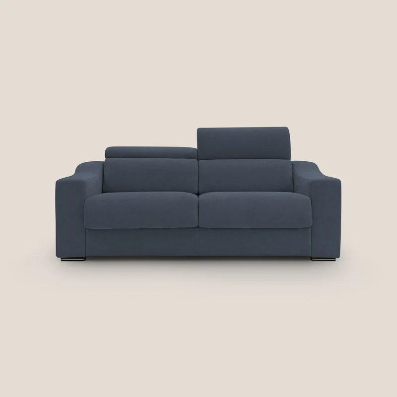 Bomber Canapé convertible matrimonial avec têtières en tissu imperméable T14 bleu