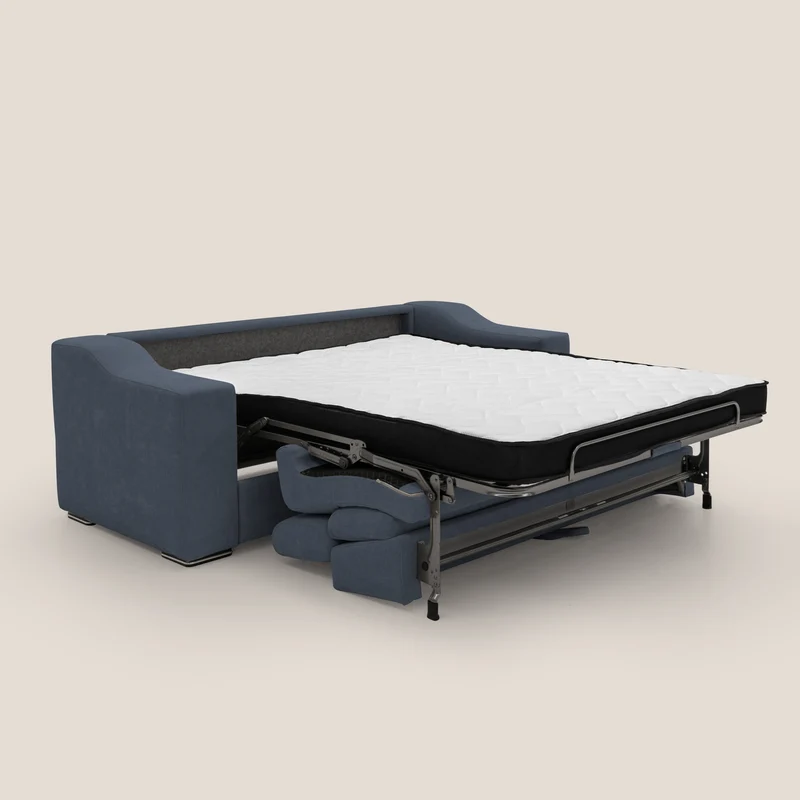 Bomber Canapé convertible matrimonial avec têtières en tissu imperméable T14 bleu
