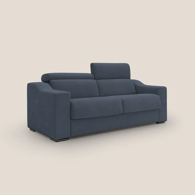 Bomber Canapé convertible matrimonial avec têtières en tissu imperméable T14 bleu