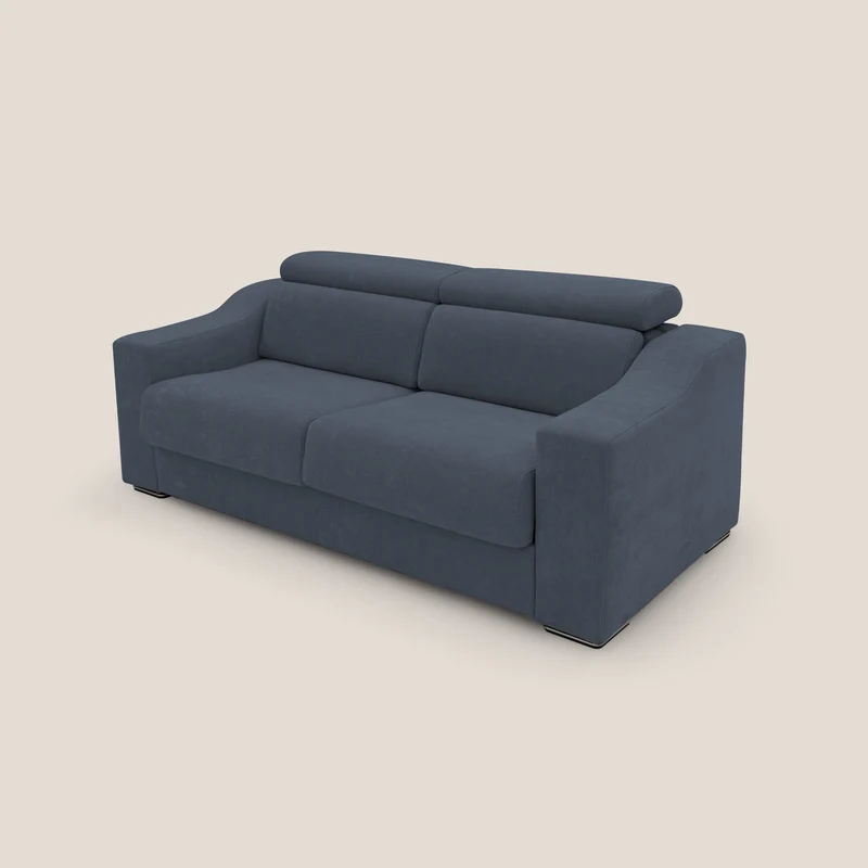 Bomber Canapé convertible matrimonial avec têtières en tissu imperméable T14 bleu
