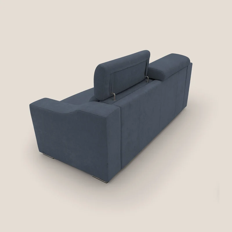 Bomber Canapé convertible matrimonial avec têtières en tissu imperméable T14 bleu