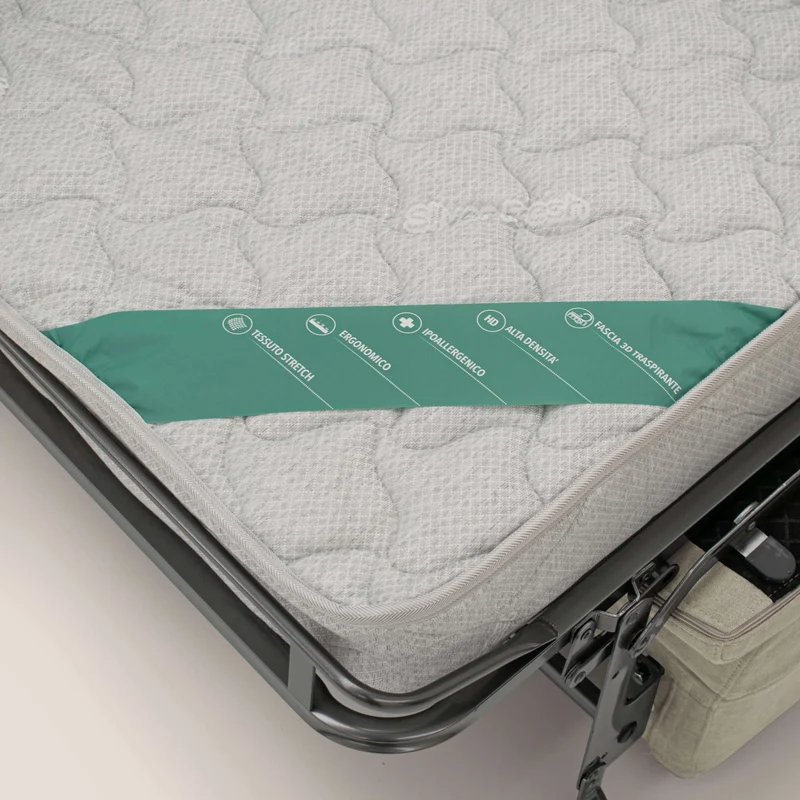 Bjorn Canapé convertible avec matelas H 18cm et têtières réglables en tissu imperméable T02 crème