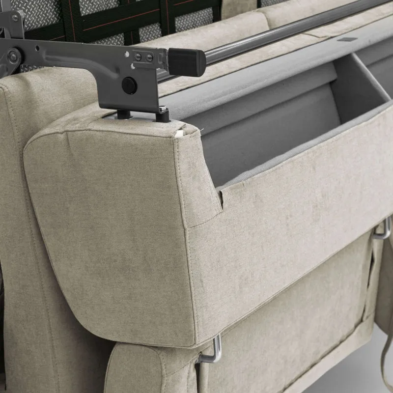 Bjorn Canapé convertible avec matelas H 18cm et têtières réglables en tissu imperméable T02 crème