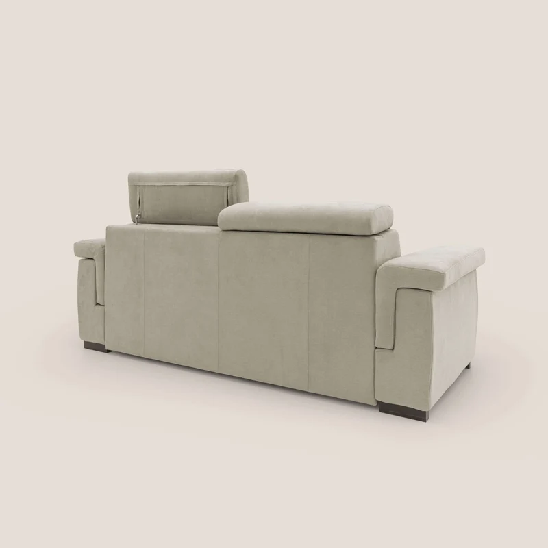 Bjorn Canapé convertible avec matelas H 18cm et têtières réglables en tissu imperméable T02 crème