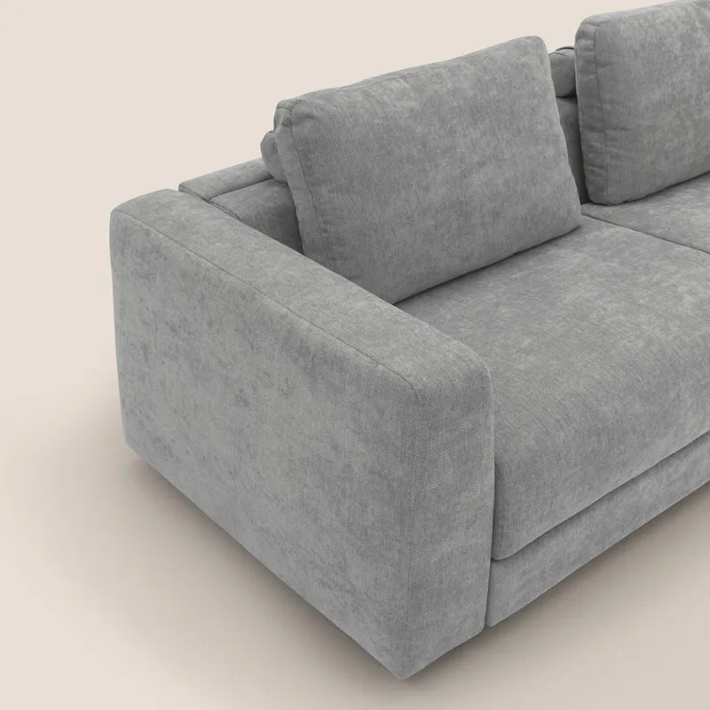 Freia Canapé convertible minimaliste matelas h15cm aux dossiers moelleux en tissu imperméable T14 gris clair