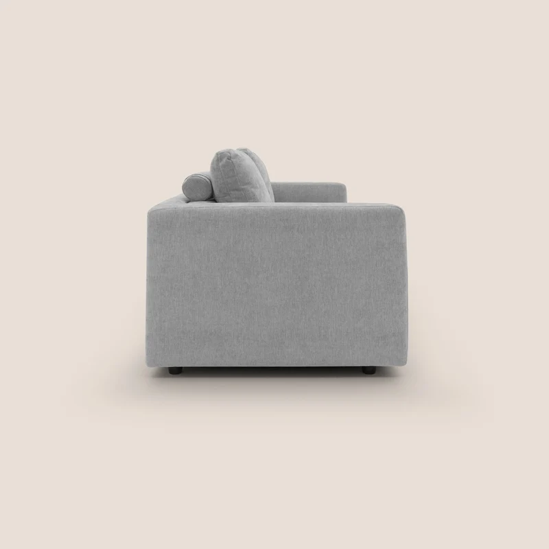 Freia Canapé convertible minimaliste matelas h15cm aux dossiers moelleux en tissu imperméable T14 gris clair