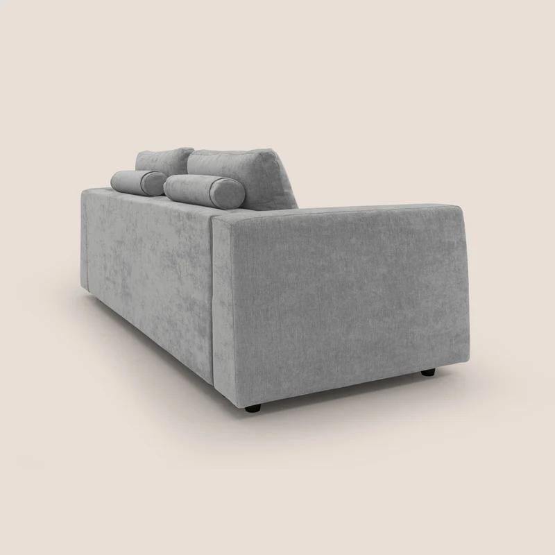 Freia Canapé convertible minimaliste matelas h15cm aux dossiers moelleux en tissu imperméable T14 gris clair