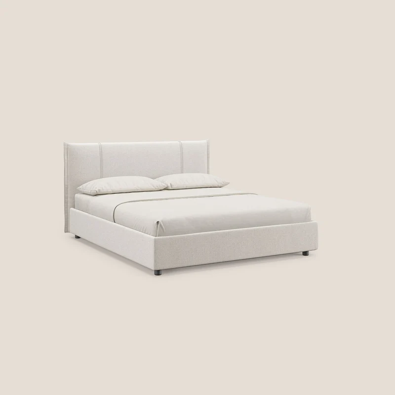 Alicia lit rembourré avec coffre de rangement en tissu imperméable T14 crème