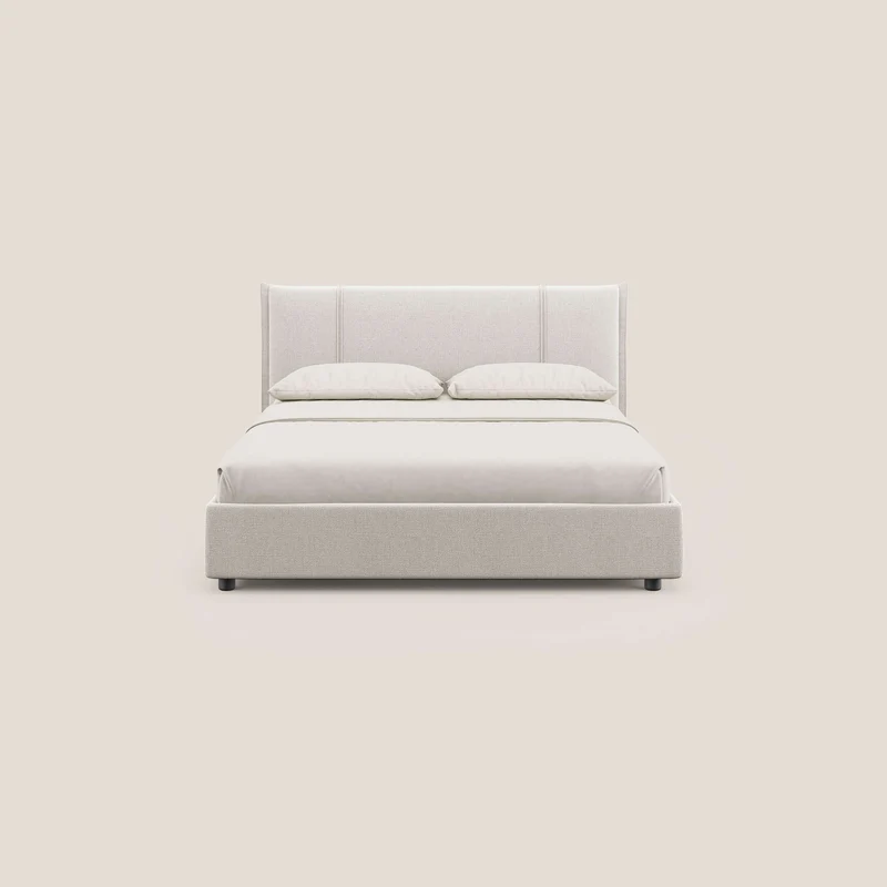 Alicia lit rembourré avec coffre de rangement en tissu imperméable T14 crème