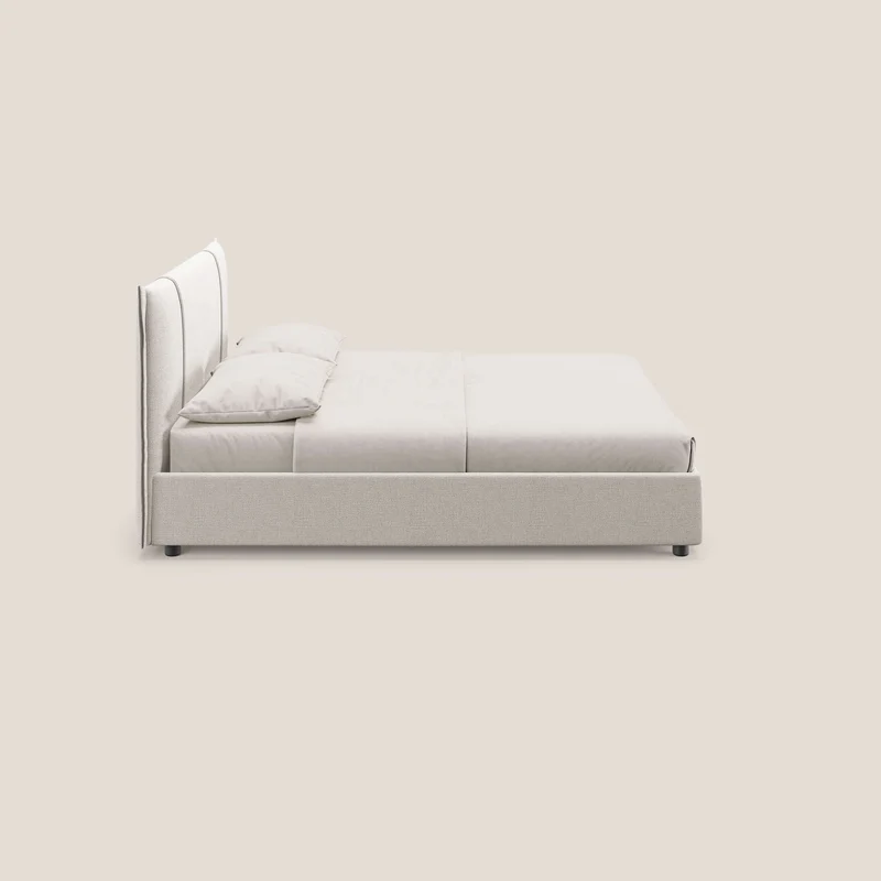 Alicia lit rembourré avec coffre de rangement en tissu imperméable T14 crème