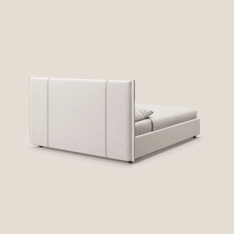 Alicia lit rembourré avec coffre de rangement en tissu imperméable T14 crème