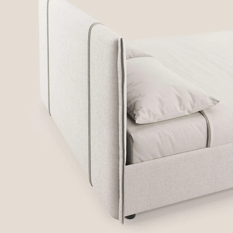 Alicia lit rembourré avec coffre de rangement en tissu imperméable T14 crème