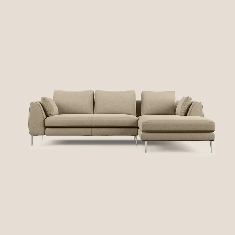Plano canapé d'angle moderne en microfibre technique détachable T11 Taupe tortora