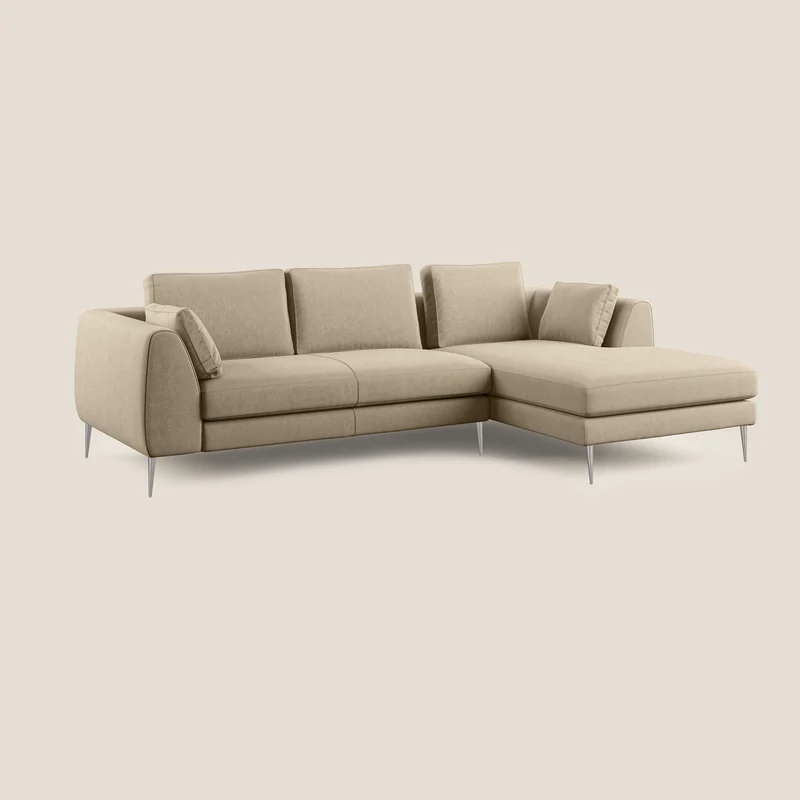 Plano canapé d'angle moderne en microfibre technique détachable T11 Taupe tortora