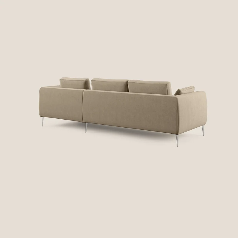 Plano canapé d'angle moderne en microfibre technique détachable T11 Taupe tortora