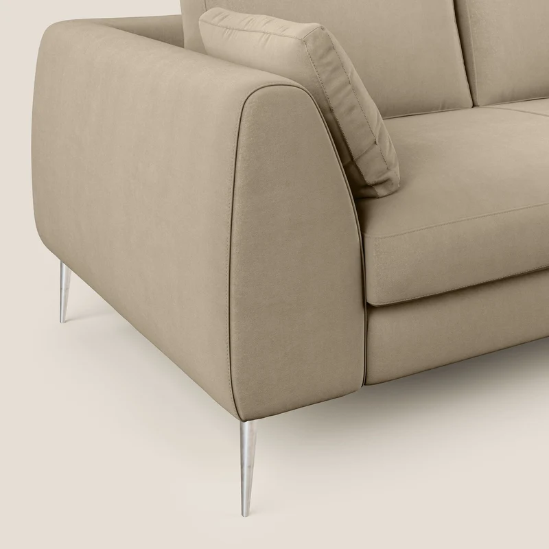 Plano canapé d'angle moderne en microfibre technique détachable T11 Taupe tortora