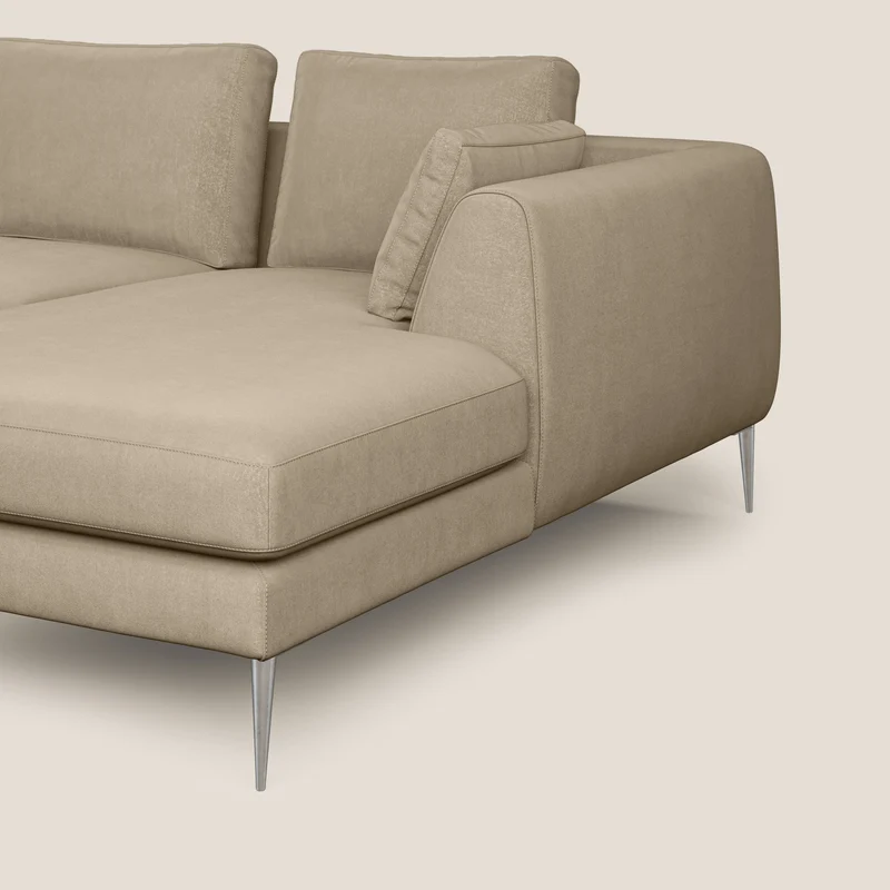 Plano canapé d'angle moderne en microfibre technique détachable T11 Taupe tortora
