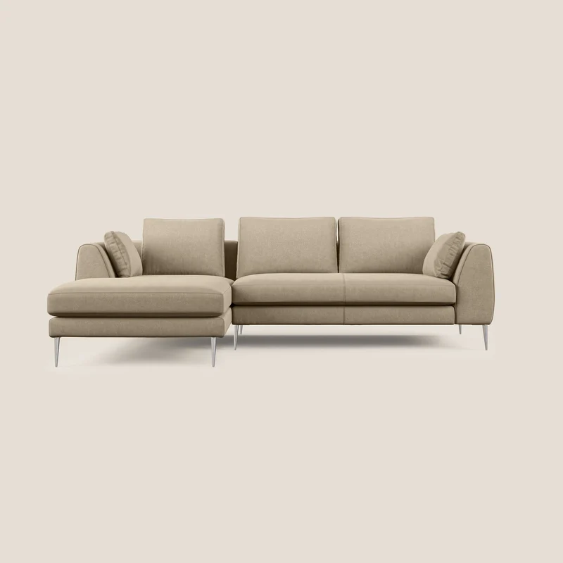 Plano canapé d'angle moderne en microfibre technique détachable T11 Taupe tortora