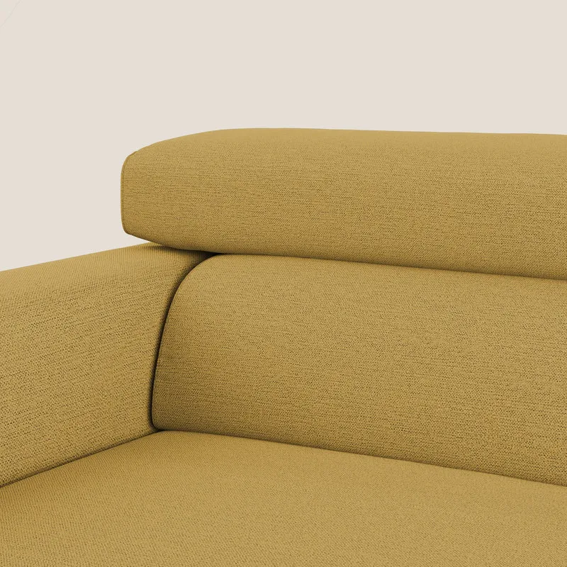 Dylan canapé avec pouf extractible en tissu flamme effet coton impermeabile T19 jaune