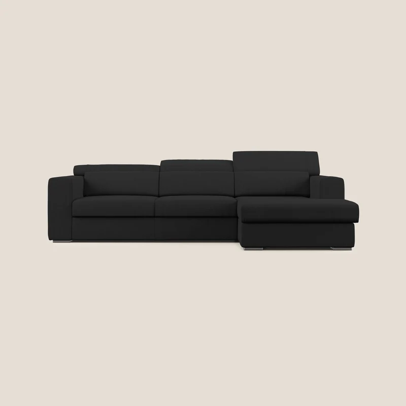 Vegas canapé d'angle avec têtières inclinables en microfibre imperméable T11 noir