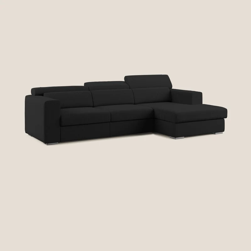 Vegas canapé d'angle avec têtières inclinables en microfibre imperméable T11 noir