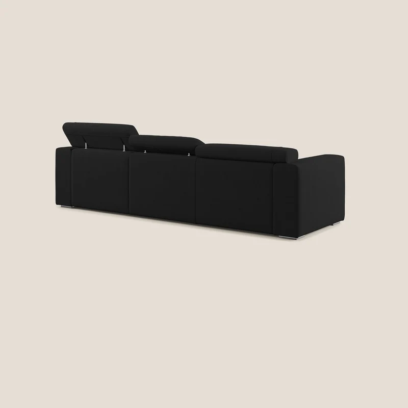 Vegas canapé d'angle avec têtières inclinables en microfibre imperméable T11 noir