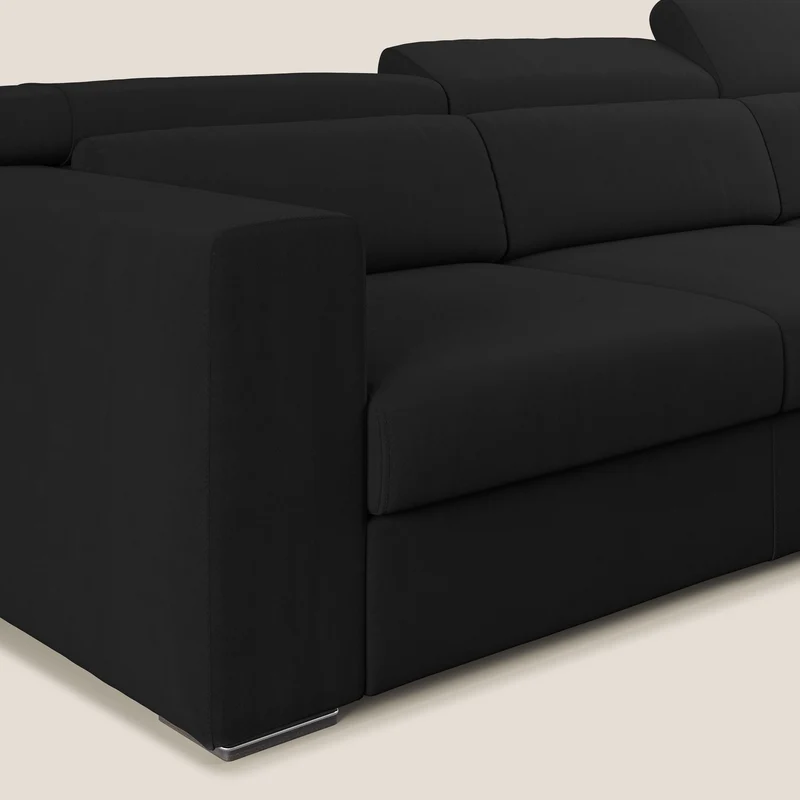 Vegas canapé d'angle avec têtières inclinables en microfibre imperméable T11 noir