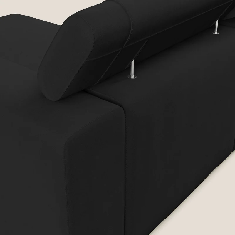 Vegas canapé d'angle avec têtières inclinables en microfibre imperméable T11 noir