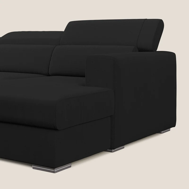 Vegas canapé d'angle avec têtières inclinables en microfibre imperméable T11 noir