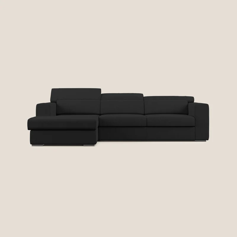 Vegas canapé d'angle avec têtières inclinables en microfibre imperméable T11 noir