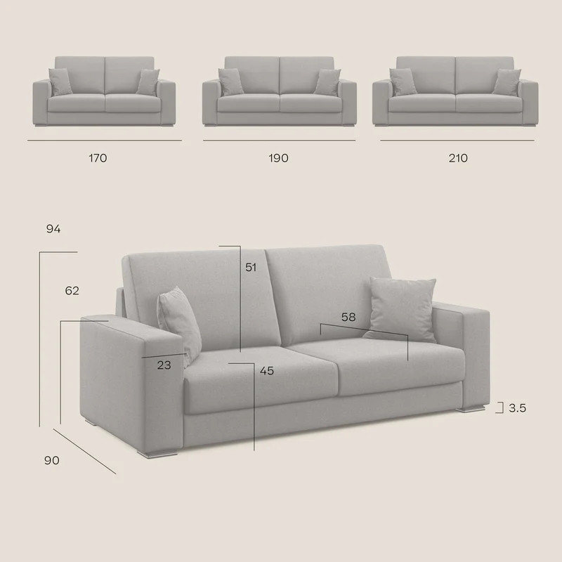 Marte canapé en tissu détachable et imperméable T08 bleu