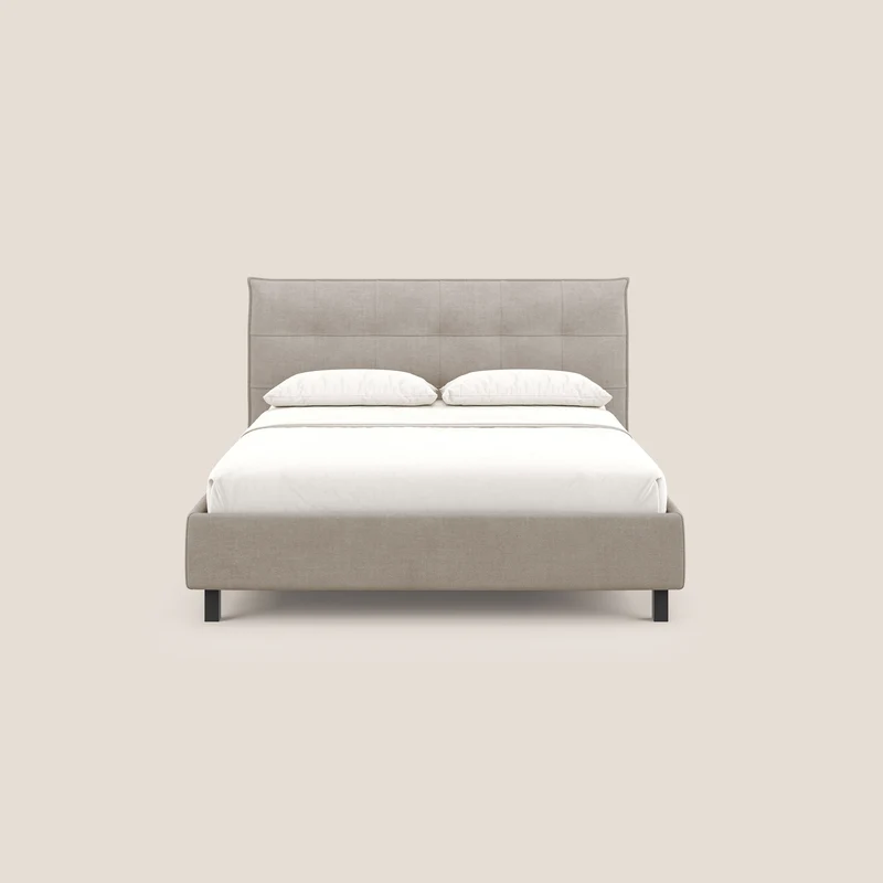 Liam lit coffre avec tête de lit capitonnée en tissu détachable T17 beige