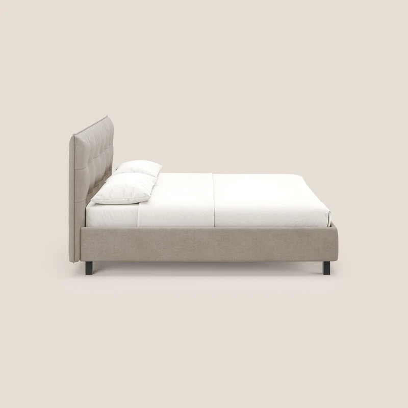 Liam lit coffre avec tête de lit capitonnée en tissu détachable T17 beige