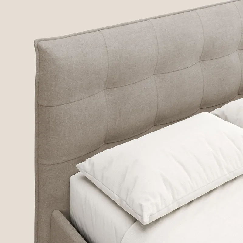 Liam lit coffre avec tête de lit capitonnée en tissu détachable T17 beige