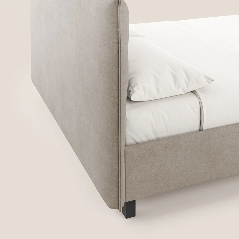 Liam lit coffre avec tête de lit capitonnée en tissu détachable T17 beige